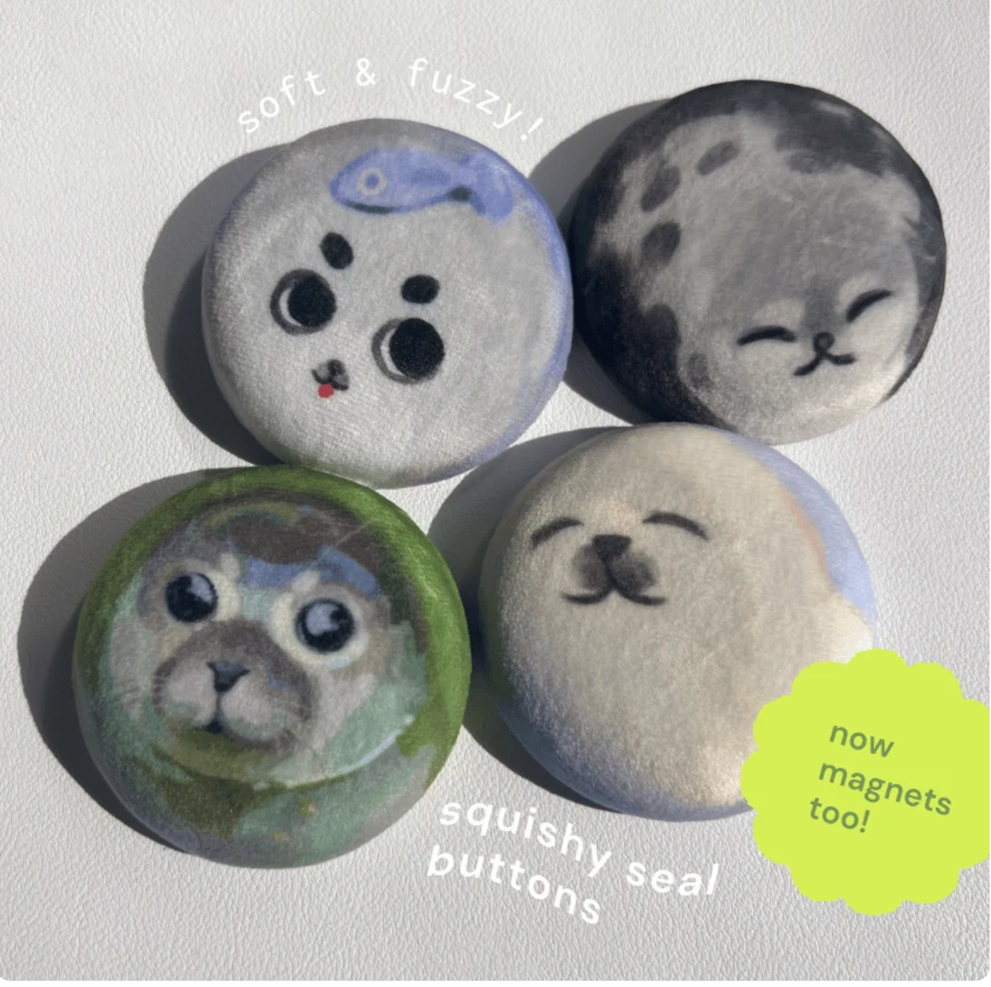 saildraws: squishy seal magnets- green