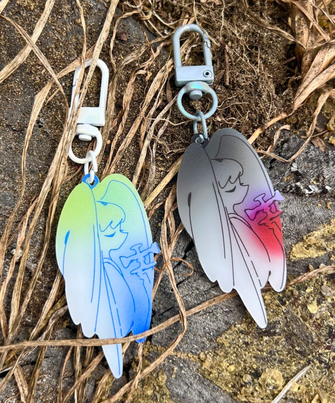 snaildraws: frosted angel oc charms- red angel