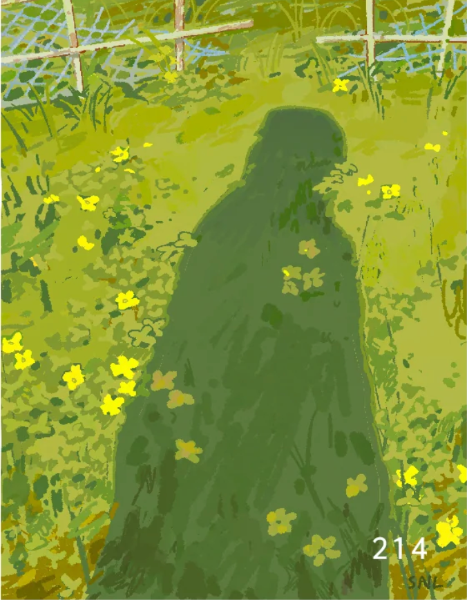 saildraws: mini print (shadow in grass)