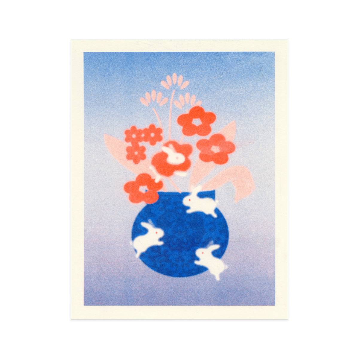 Lucky Risograph -Vase riso print