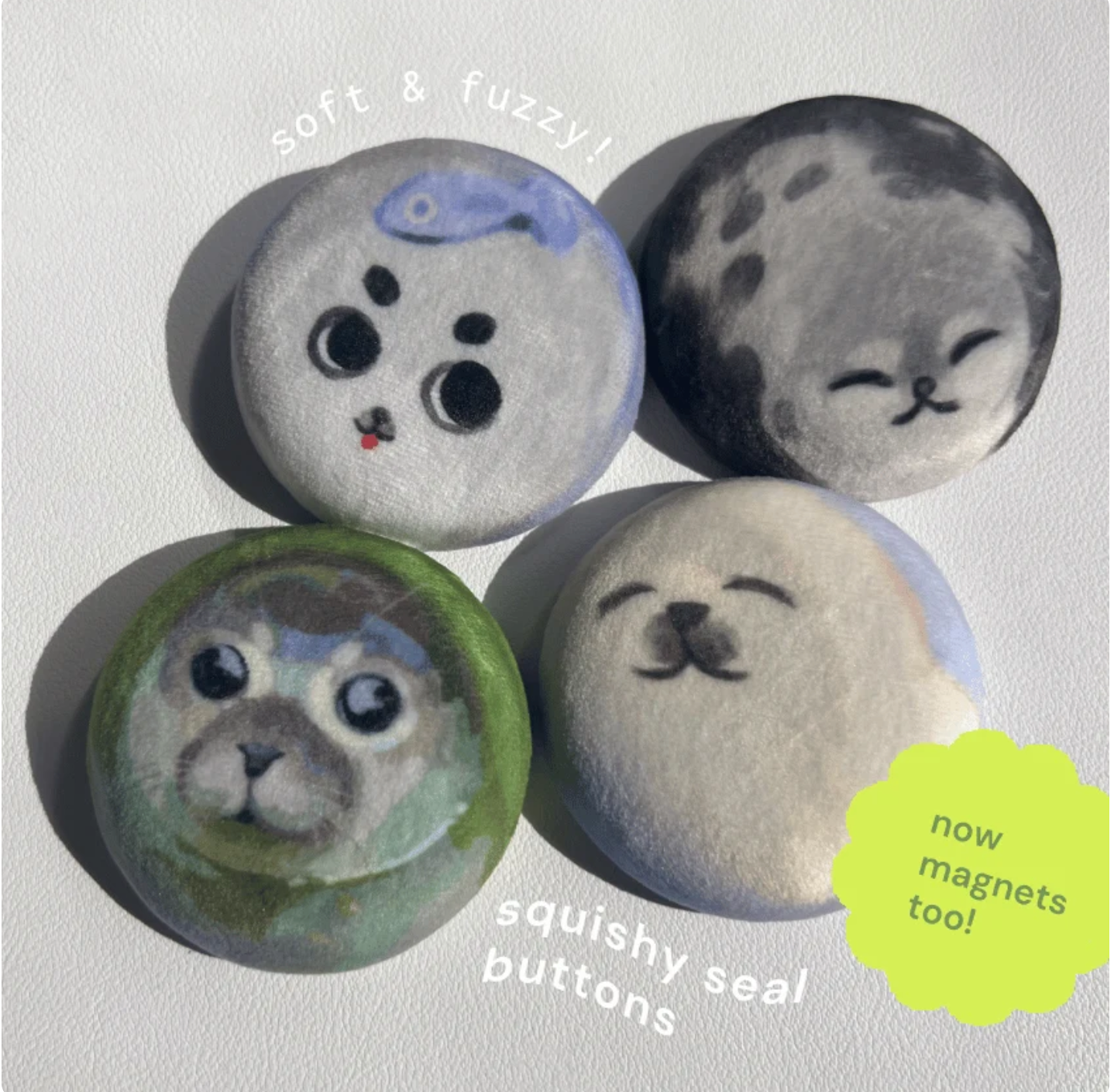 saildraws: squishy seal magnets- grey