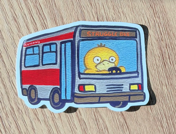 Psyduck Struggle Bus Sticker
