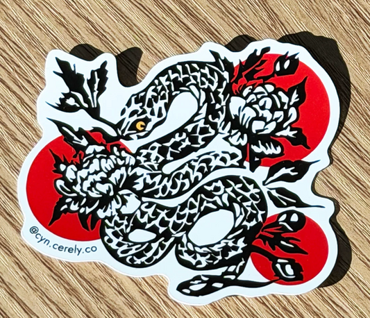 Cyncerely - Cindy - Snake Linocut Sticker
