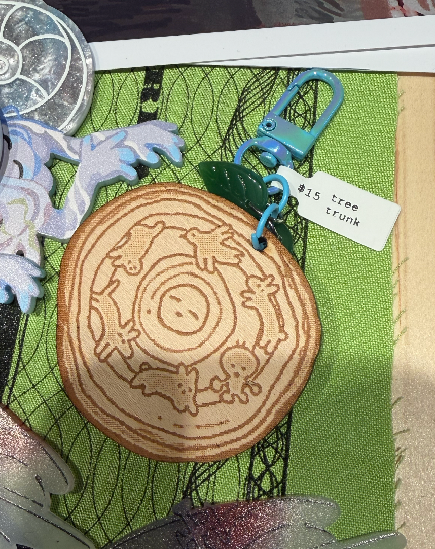 saildraws: wood tree trunk keychains