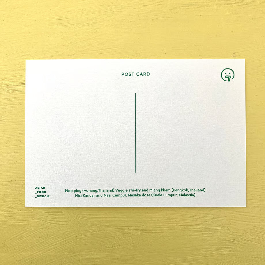 Asian food design - Riso post cards - (Thailand & Malaysia)　タイとマレーシアのポストカード